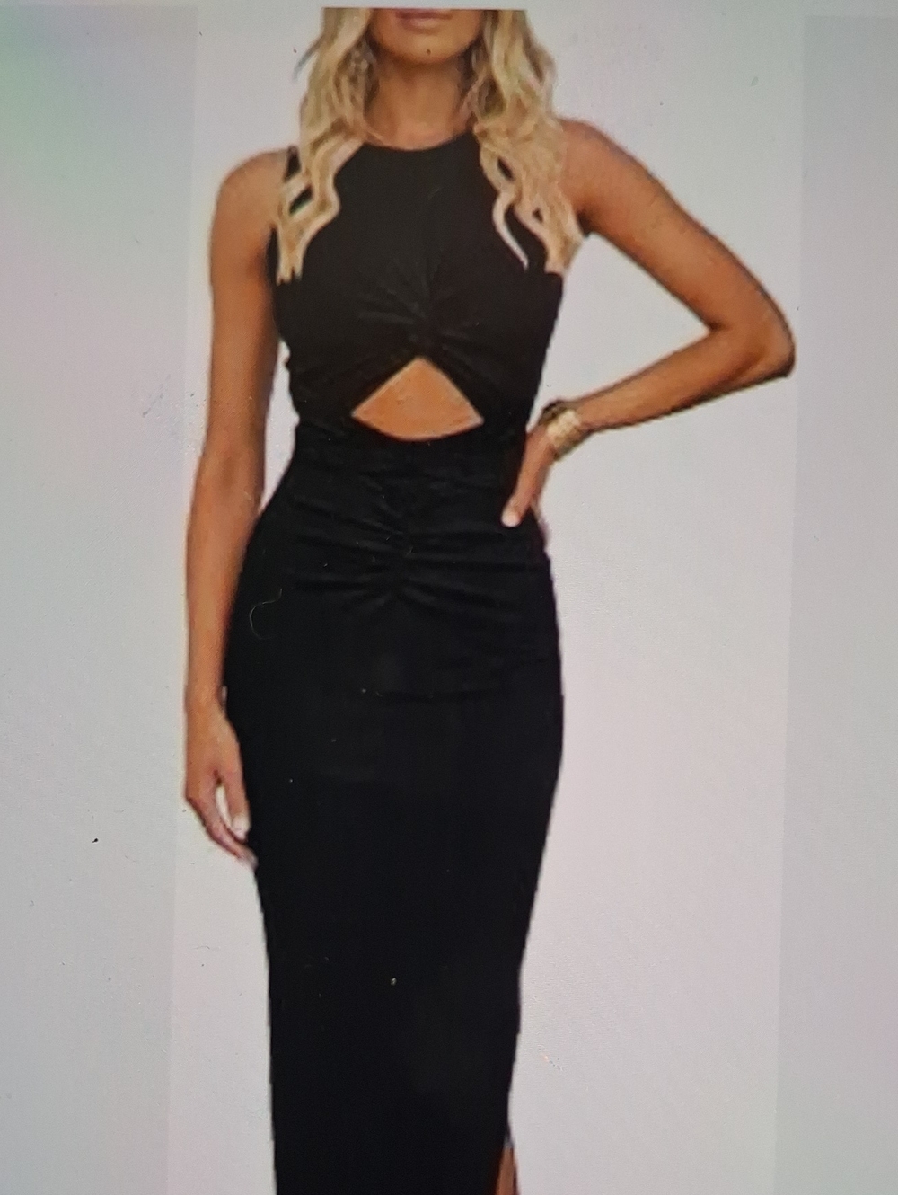 NWT Womens Oten Black Sleeveless Twist-Front Cutout Midi Dress